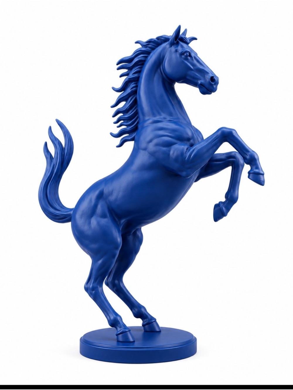 Blue Rearing Horse Sculpture - Contemporary Home Art